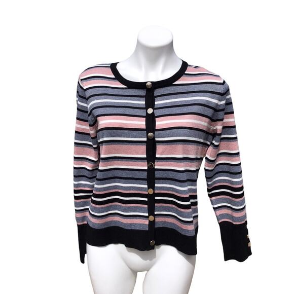 NWT Dress Barn Retrology striped button front cardigan size small - Picture 1 of 11